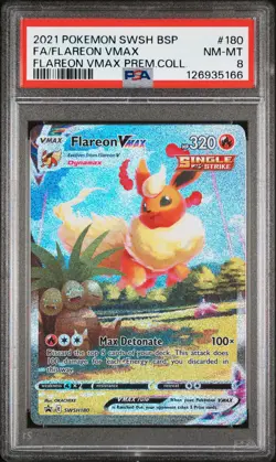 2021 POKEMON SWSH BLACK STAR PROMO #180 FULL ART/FLAREON VMAX PSA 8 - Image 1