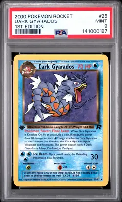 2000 POKEMON ROCKET 1ST EDITION #25 DARK GYARADOS PSA 9 - Image 1