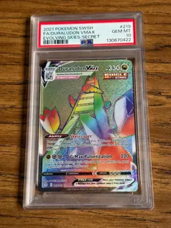 Pokemon Duraludon VMAX 219/213 Evolving Skies Rainbow Secret Rare PSA 10 - Image 1