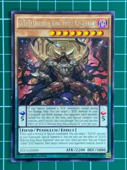 DDD Oblivion King Abyss Ragnarok DOCS-EN099 1st Edition Rare Yugioh Card - Image 1