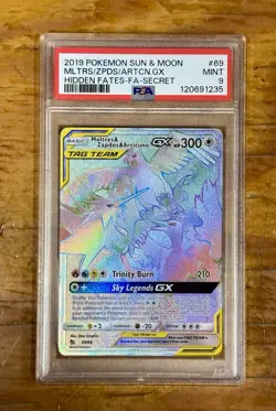 MOLTRES ZAPDOS ARTICUNO GX 2019 Pokemon 69/68 PSA 9 MINT Hidden Fates Secret FA - Image 1