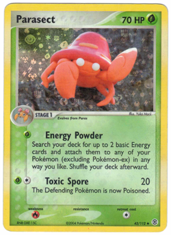 Parasect 43/112 EX FireRed & LeafGreen Reverse Holo Uncommon Pokemon Card - Image 1