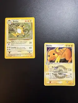 Lot Of 2 Vintage Raichu Pokemon Cards Holo 14/102 Reverse Holo 12/112 - Image 1