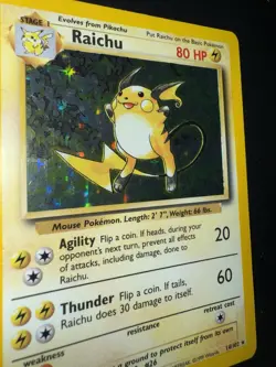 Lot Of 2 Vintage Raichu Pokemon Cards Holo 14/102 Reverse Holo 12/112 - Image 3
