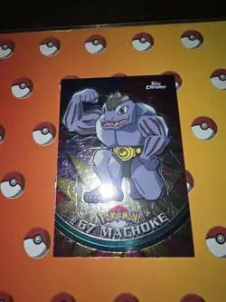 Topps Chrome Series 1 Pokemon Machoke Base Chrome Card #67 - Image 3