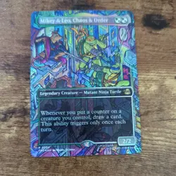 FOIL Mikey and Leo Chaos and Order - Borderless Teenage Mutant Ninja Turtles NM - Image 1