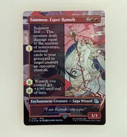 Magic the Gathering: Summon: Esper Ramuh (Borderless) Final Fantasy Foil NM - Image 1