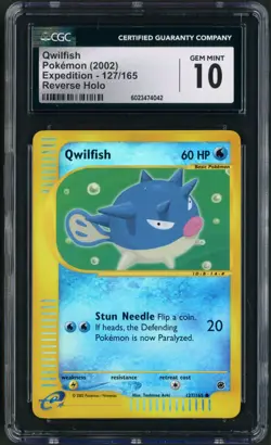 2002 Pokemon Expedition Qwilfish Reverse Holo 127/165 CGC Gem Mint 10 - Image 1
