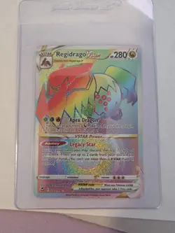 Pokemon Regidrago VStar Rainbow Rare 201/195 Silver Tempest NM - Image 1