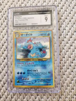 1999 Pokemon Japanese Feraligatr #160 Neo Premium File Holo Graded CGC 9 MINT - Image 1