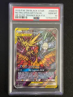 Pokemon Moltres Zapdos Articuno SM210 PSA 10 - Hidden Fates Promo - Image 1