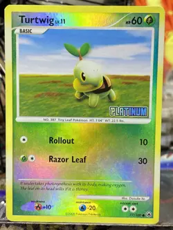 Turtwig 77/100 Holo Platinum STAMPED Majestic Dawn Pokemon TCG 2008 - Image 1