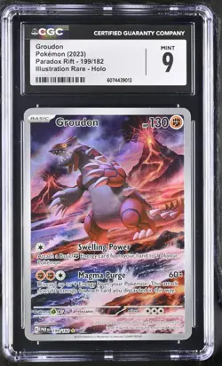 CGC 9 Groudon 199/182 Pokemon Paradox Rift Illustration Rare Alt Art - Image 1