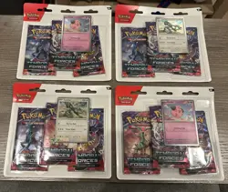 LOT OF 4 Pokemon Temporal Forces 3-Pack Blister Cyclizar Cleffa Scarlet Violet - Image 1