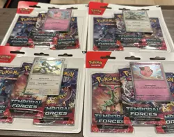 LOT OF 4 Pokemon Temporal Forces 3-Pack Blister Cyclizar Cleffa Scarlet Violet - Image 2