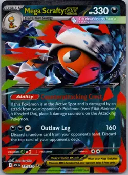 Mega Scrafty ex 135/217 Double Rare Ascended Heroes Pokemon Holo Near Mint - Image 1