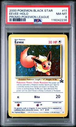 2000 POKEMON BLACK STAR PROMO EEVEE #11 HOLO PSA 8 NM #116042236 - Image 1