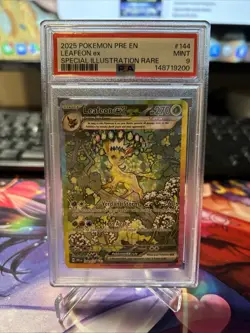 2025 POKEMON PRISMATIC EVOLUTIONS SPECIAL ILLUSTRATION RARE LEAFEON EX PSA 9 - Image 1