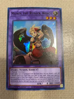 Yu-Gi-Oh! munin the runick wings Mint super rare 1st ed TAMA-EN038 - Image 1