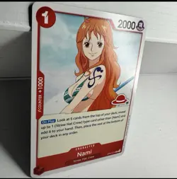 One Piece card, Nami OP01-016 R, (manga) red straw hat logo 20, Eiichiro Oda - Image 3