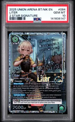 Union Arena Liter Nikke SR** Signature UE14BT/NIK-1-084 English PSA 10 GEM MINT - Image 1