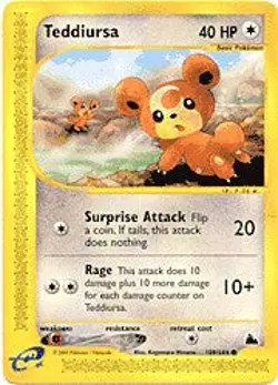 E Skyridge - Teddiursa Pokemon Card 109/144 - Image 1