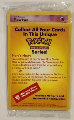 Unopened Pokemon: The First Movie 1999 WB Warner Bros Promo Mewtwo Card Sealed - Image 1