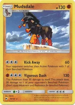 Mudsdale 78/147 Rare - Pokemon Sun & Moon Burning Shadows Card - Image 1