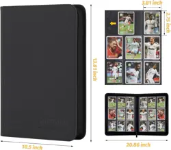 9-Pocket Zip Card Binder – 540 Double-Sided PU Album for MTG, TCG, Sports (Black - Image 2