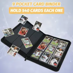 9-Pocket Zip Card Binder – 540 Double-Sided PU Album for MTG, TCG, Sports (Black - Image 4