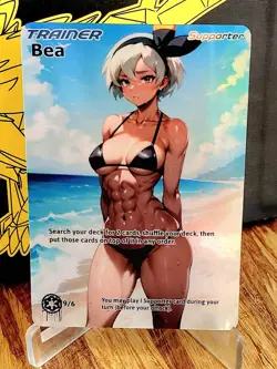Pokemon Bea Anima Waifu Sexy Doujin ACG DIY Trainer Full Art Card Holo - Image 1