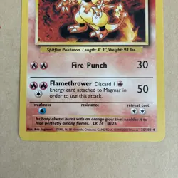 Magmar Base Set 36/102 1999-2000 (4th print UK) Pokemon Card - Near Mint NM - Image 3