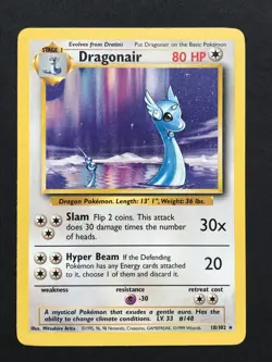 Dragonair 18/102 Base Set Rare - Vintage Pokemon Card WOTC 1999 - Played - Image 1