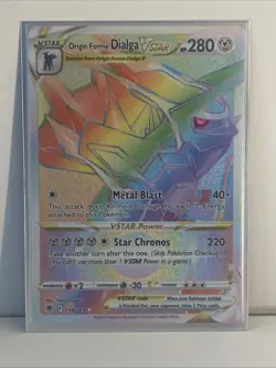 Pokemon TCG Origin Forme Dialga VSTAR Astral Radiance Rainbow Rare Card 198/189 - Image 1