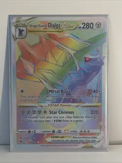 Pokemon TCG Origin Forme Dialga VSTAR Astral Radiance Rainbow Rare Card 198/189 - Image 2