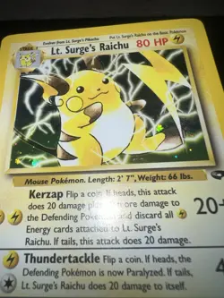 Lt. Surge's Raichu 11/132 Holo Rare - Gym Challenge Pokemon WOTC - Image 2