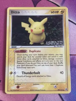 Ditto - (Pikachu) 39/113 EX Delta Species Reverse Holo POKEMON Hp+ Small Crease - Image 1