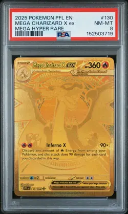 Pokemon Mega Charizard X Ex 130/094 Phantasmal Flames Mega Hyper Rare Holo PSA 8 - Image 2