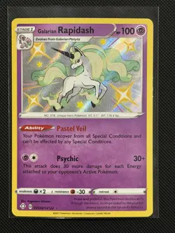 Pokemon TCG Galarian Rapidash SV048/SV122 Shining Fates Holo 100 HP English - Image 1