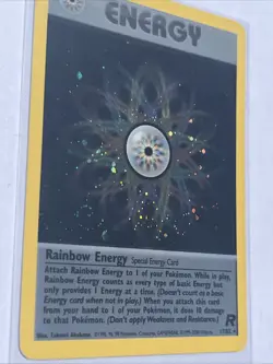 Rainbow Energy 17/82 LP/MP Team Rocket Holo (with SWIRL) WoTC Pokemon TCG - Image 1