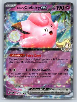 LILLIE'S CLEFAIRY EX 076/217 DOUBLE RARE ME: ASCENDED HEROES POKEMON HOLO NM - Image 1