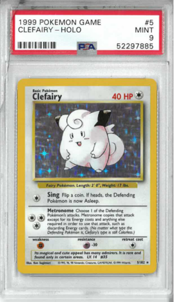 Pokemon PSA 9 Clefairy Base Set Holo #5 CRACKED CASE - Image 1