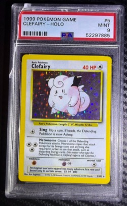 Pokemon PSA 9 Clefairy Base Set Holo #5 CRACKED CASE - Image 4