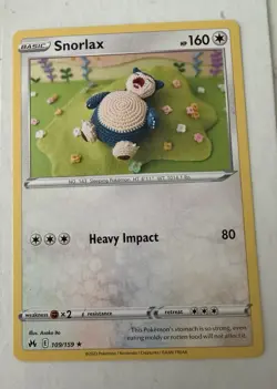 2023 Pokemon TCG Snorlax Rare 109/159 Crown Zenith (Crochet Art Style) - Image 1