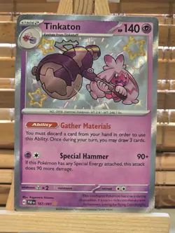 Tinkaton 167/091 Shiny Rare - PAF EN Paldean Fates Pokemon - NM/M - Image 1