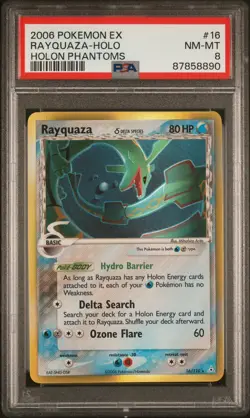 PSA 8 Pokemon TCG 2006 EX Holon Phantoms Rayquaza 16/110 Near Mint - Image 1