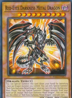 YUGIOH CARD 1 X RED EYES DARKNESS METAL DRAGON HAC1-EN017 1ST ED. (COMMUN) - Image 1