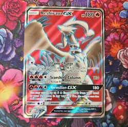 Pokemon TCG Reshiram GX Dragon Majesty Full Art Ultra Rare Card 65/70 LP - Image 1