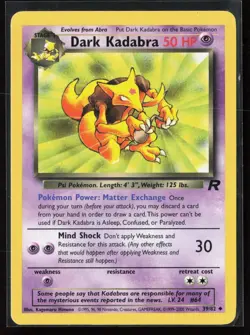 Dark Kadabra 39/82 Uncommon Team Rocket WOTC Vintage Pokemon LP - Image 1