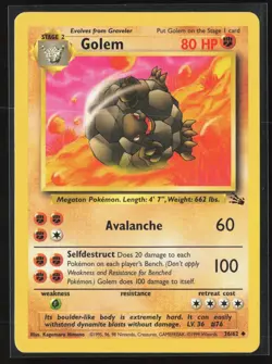 Golem 36/62 Uncommon Fossil WOTC Vintage Pokemon LP - Image 1